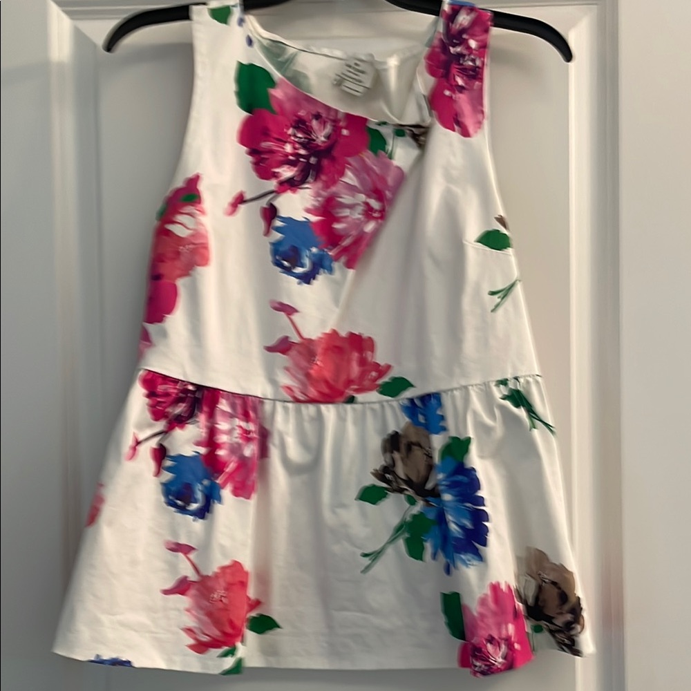 kate spade White Floral Peplum Tank Top